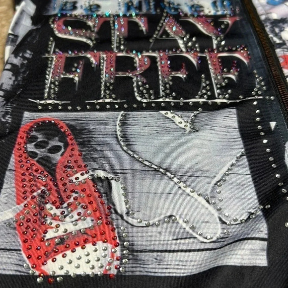 Graphic collage design dress,beads ,pop art design print retro vibe, Sm.,artsy, - Picture 15 of 17